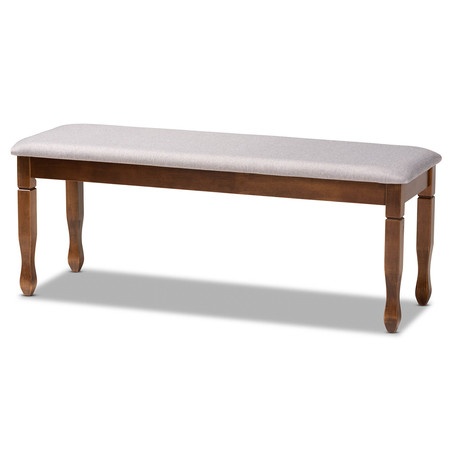 BAXTON STUDIO Corey Grey Upholstered and Walnut Wood Dining Bench 171-10923